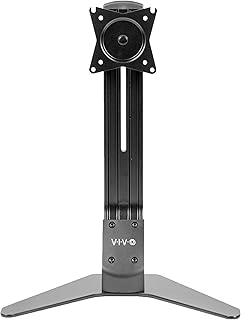 VIVO Deluxe Free-Standing Single Monitor Mount, Height Adjustable Computer Monitor Desk Stand for 1 Screen up to 22 lbs, Black, STAND-V001D