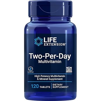 Life Extension Two per Day 120 Gluten-Free Tablets Wide Range of Vitamins per Dose Soy Free GMO Free Neutral in Taste