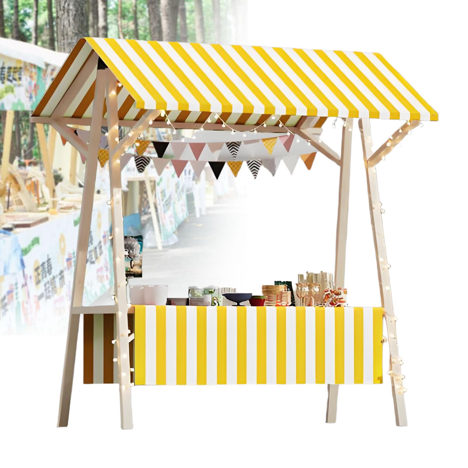 Chariots de restauration avec stand de vente pliable portable en bois