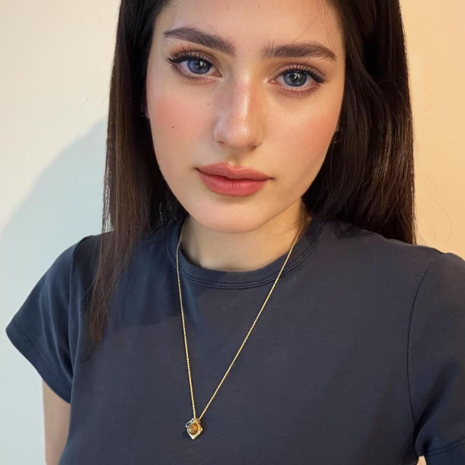 Renaiz 18K Gold Plated Natural Gemstone Pendant Necklace - Amethyst, Turquoise, Tiger Eye, Multicolor Crystal, Hypoallergenic, Adjustable Chain, Boho Chic Trendy Gift - Image 4