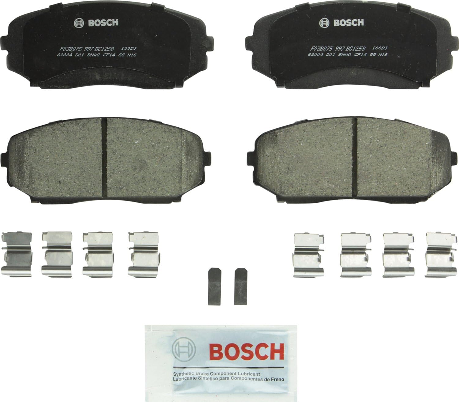 BOSCH BC1258 QuietCast Premium Ceramic Disc Brake Pad Set - Compatible with Select Ford Edge; Lincoln MKX; Mazda CX-5, CX-7, CX-9; FRONT