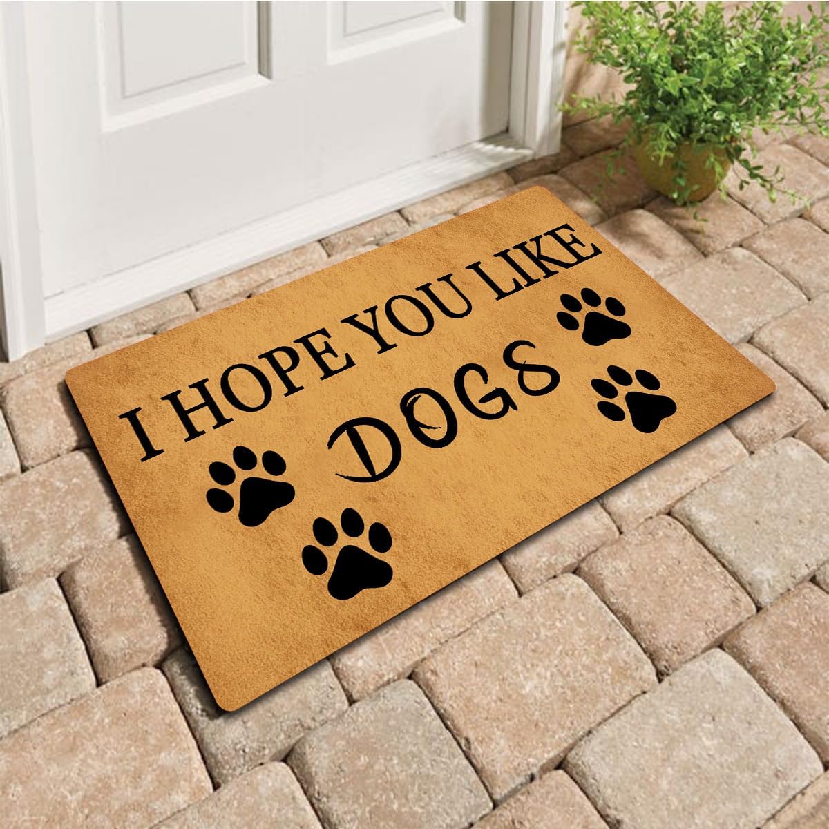 Funny Welcome Doormat I Hope You Like Dogs Doormats for Entrance Way Indoor Monogram Colorful Doormat Personalized Non Slip Rubber Mat for Front Door Kitchen Rugs and Mats 30(L) x 18(W)