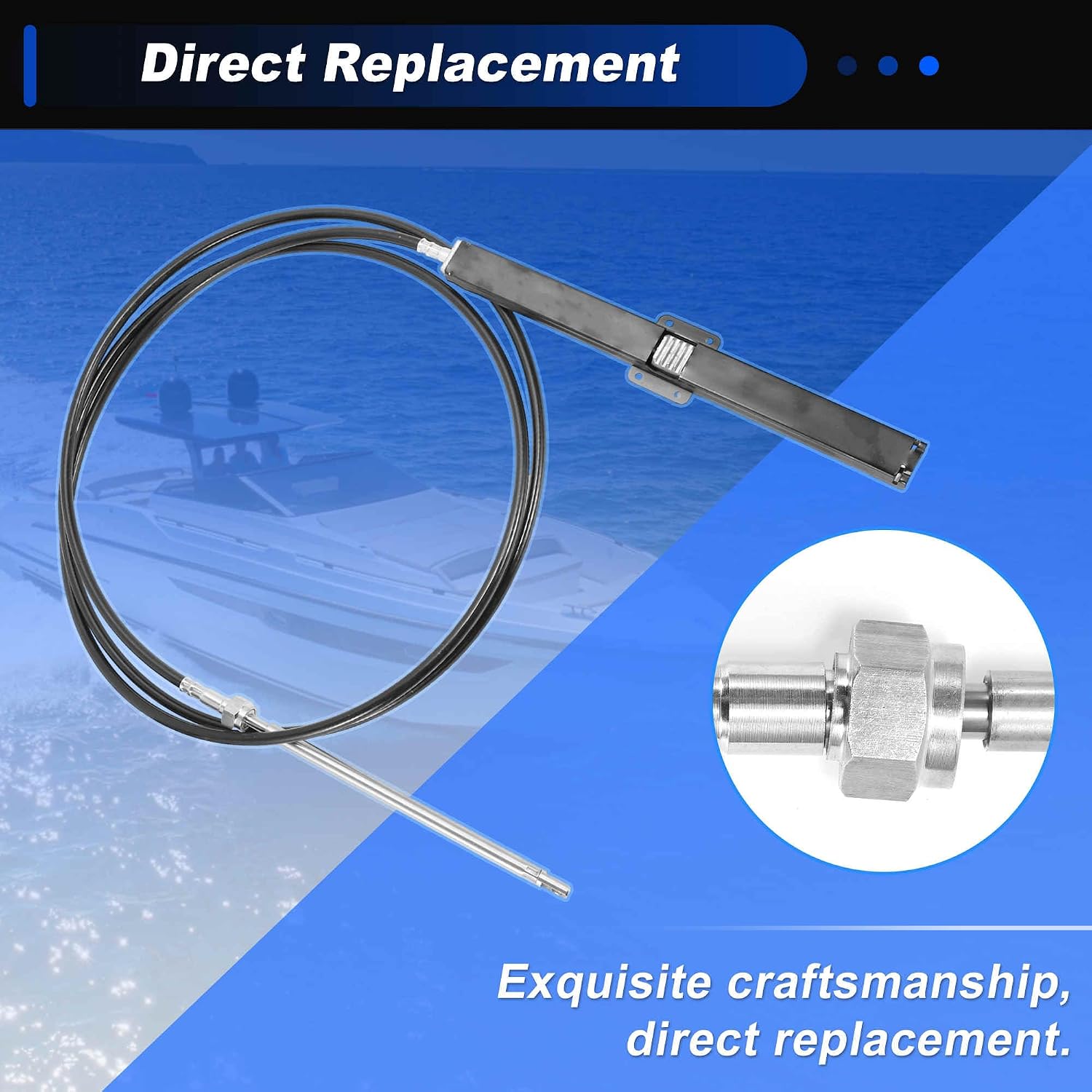 No.SSC13419/SSC 134 19 Marine Boat Rack Steering Control Cable Black 1 Pc