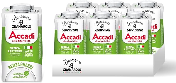 Granarolo Benessere Accadì, Latte UHT Senza Grassi, 6 Confezioni da 500ml, Latte 100% Italiano, Senza Lattosio (<0,1%) - 1