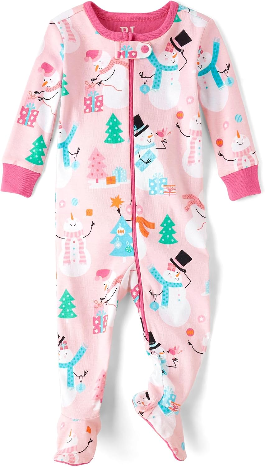 The Children's Place Baby Girls' And Toddler Long Sleeve 100% Cotton Zip-front One Piece Footed Pajama