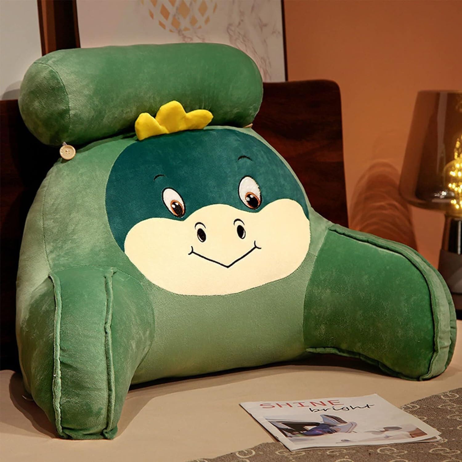 Coussin de lecture dinosaure pour regarder la télévision au lit confortablement