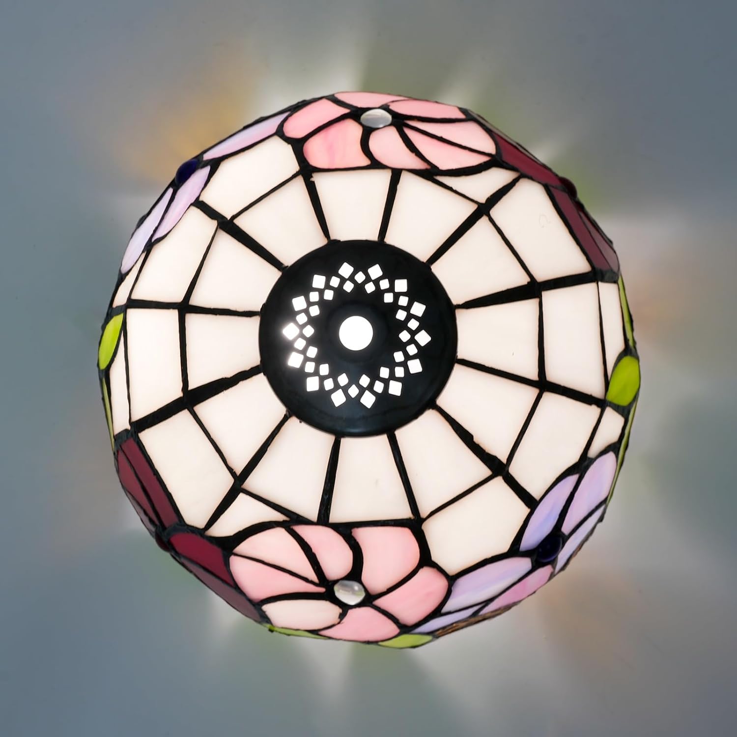 Tiffany Replacement Lamp Shade, 8 Inch Tricolor Morning Glory Stained Glass Lamp Shade Pastoral Art Decor Small Opening Lampshades for Living Room Bedroom Restaurant