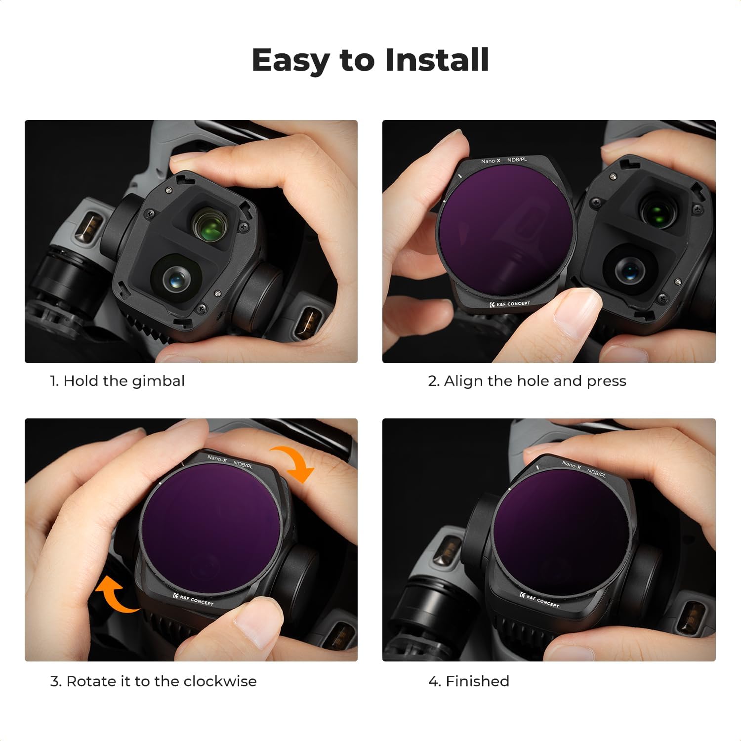 K&F CONCEPT ND PL Filter Set for DJI Air 3S, 4Pack ND8/PL ND16/PL ND32/PL ND64/PL Neutral Density Polarizer Multi-Function Filters Drone Accessories, HD Optical Glass/Multi-Coated/Gimbal Safe