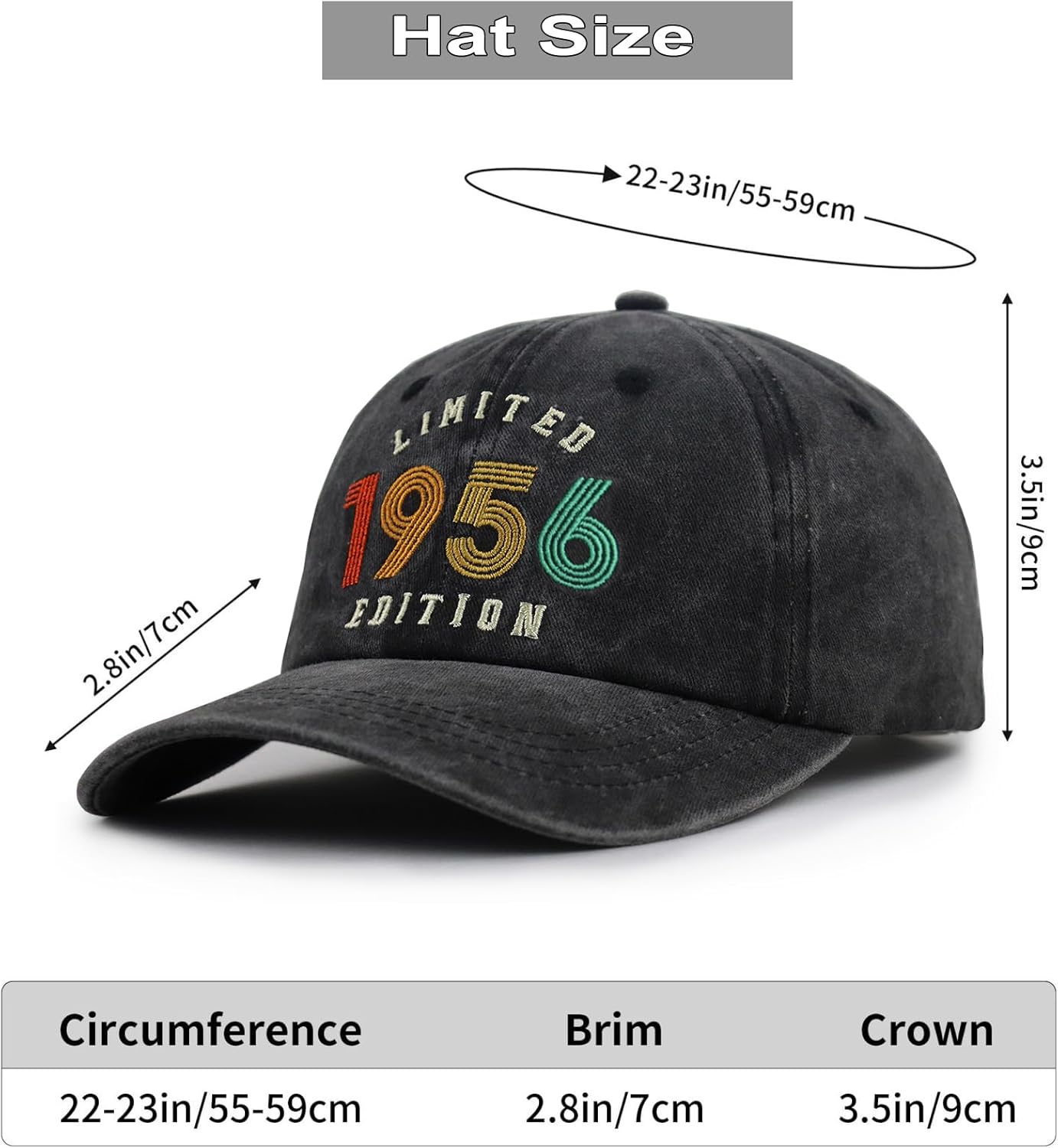 KKMKSHHG Limited 1975 1965 1955 Edition Baseball Cap for Men Women, 50th 60th 70th Birthday Party Hat - Image 2