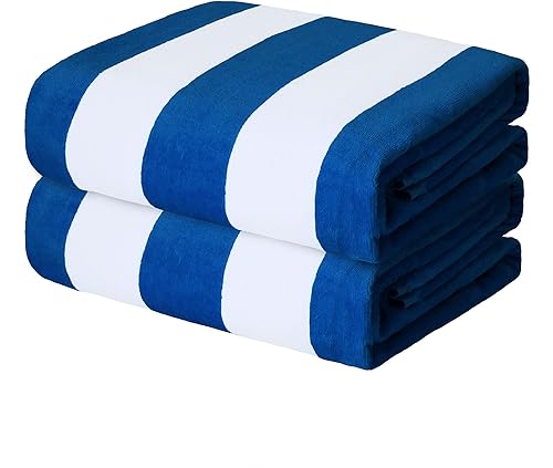 Miniatura 15 de Exclusivo Mezcla Paquete de 2 toallas de playa grandes de algodón de 30 x 60 pulgadas, súper absorbentes, suaves y suaves, para piscina (azul)