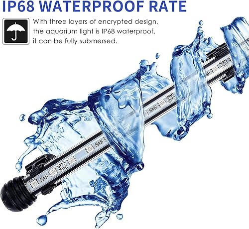 Miniatura 6 de GreenSun Luz LED para acuario, luz de tanque de peces con control remoto, tira impermeable sumergible IP68, cambio de color RGB, 2 vatios de 7