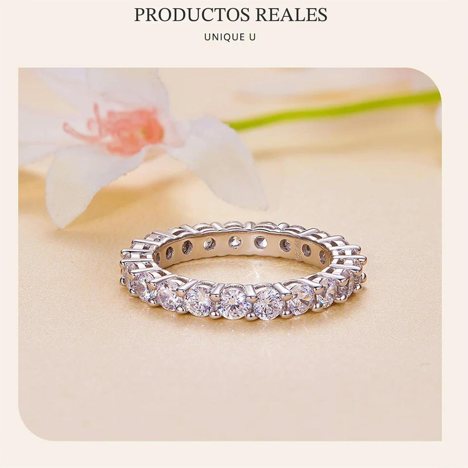 Anillo De Moissanita Con Banda De Eternidad Completa Para Mujer, Anillo De Compromiso De Boda Con Diamantes En Plata De Ley 925.