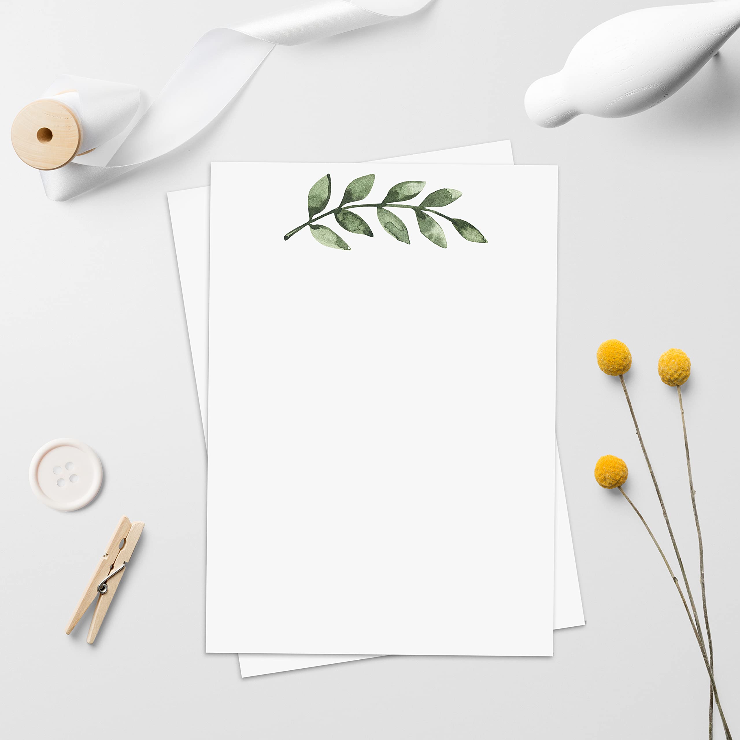 321Done Blank Greenery Note Cards, 4x6 White, 50 Cards - Made in the