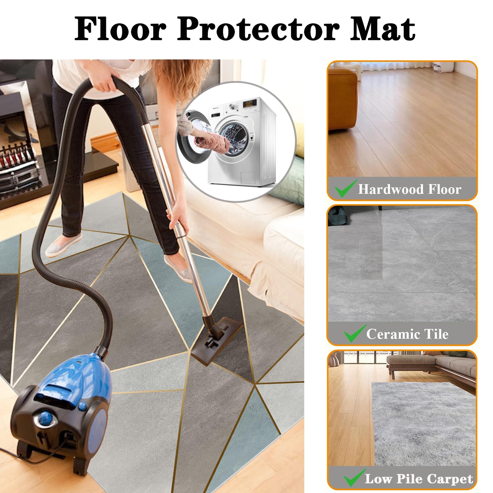 Tappetino Salvapavimento Antiscivolo, Tappeto per Sedia Ufficio per per Pavimenti in Legno Duro, Tappeto Gaming pavimento, Tappetini di Protezione per Pavimento per Parquet e Laminato 120 x 140 cm