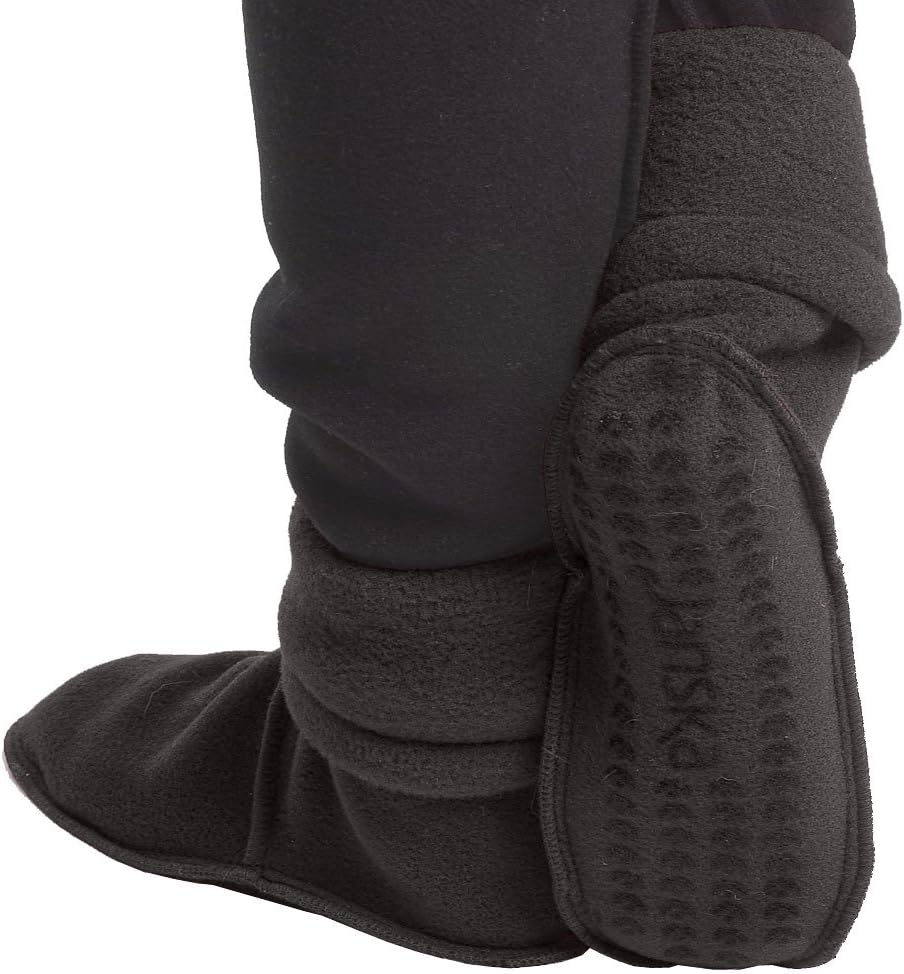 MocSocks - Double-Bottom, Non-Skid Fleece Slipper Socks – Warm and Cozy Booties - Unisex (Medium, Black)