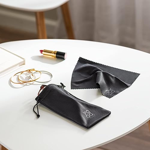 Miniatura 5 de Yogo Vision Microfiber Glasses Pouch n Cloth 4 Set Protect Eyewear Smudges Dirt Ultra-Soft Lens Cloth Bags wDrawstrings