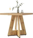 LITTLE TREE Square Dining Table for 4, 31.5-Inch Small Kitchen Table with Pedestal Base, Farmhouse Wooden Dinner Table for Dining Room Kitchen, Living Room (Brown)