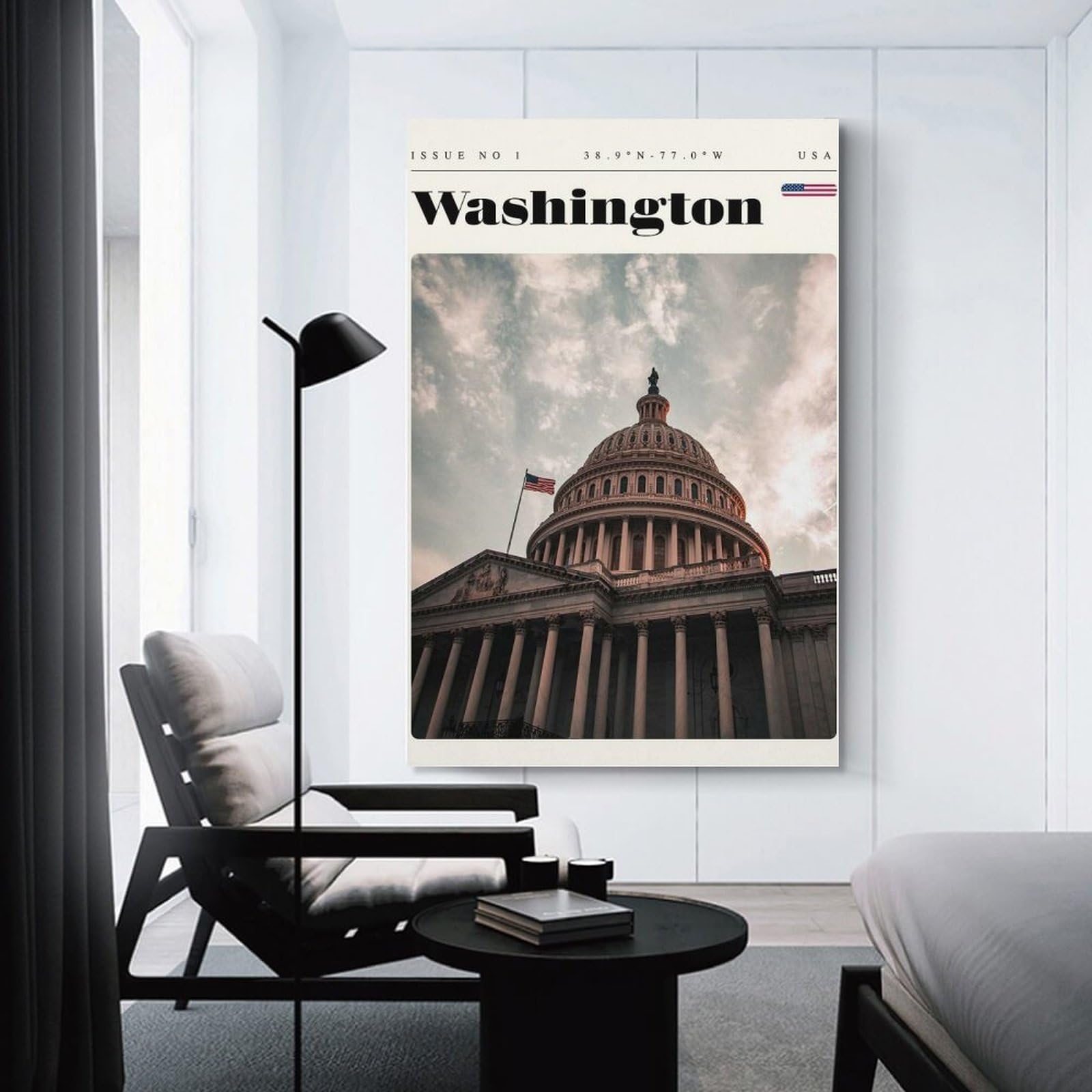 Junmoney Unframe-Style-19 Washington D.c. Capitol Travel Art Hanging Wall Art 12X18inch(30X45cm), For Front Hall, Corridor Or Welcome Spaces, Wall Decor To Refresh Empty Corners