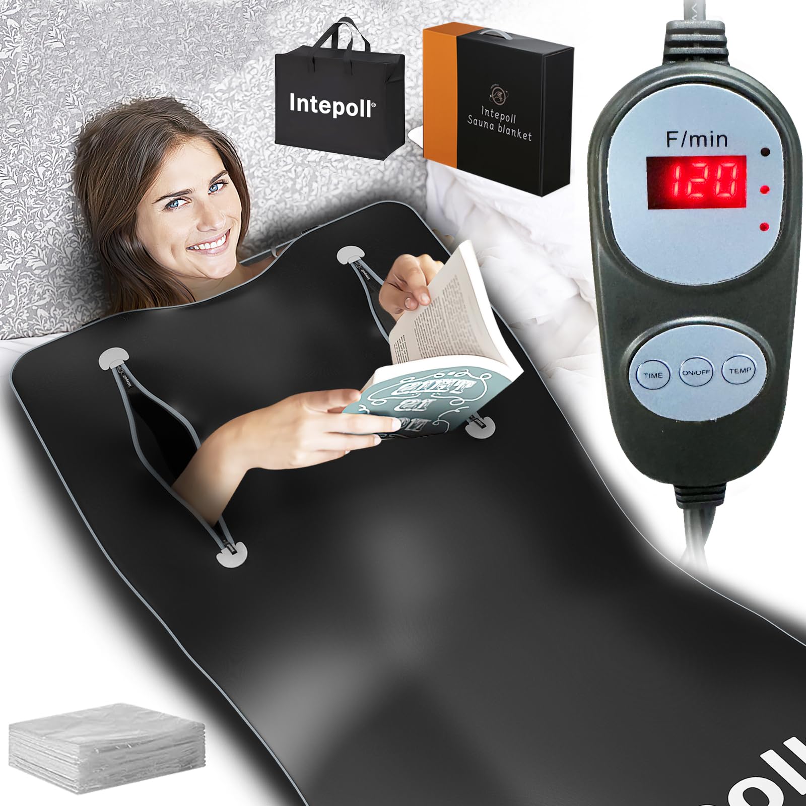 Sauna Blanket for Detoxification, Far Infrared Sauna Blanket, Portable Sauna Infrared Blanket for Home Sauna Relaxation, 113-176?, 30-60 Minutes Timer, 6 ft x 2.62 ft