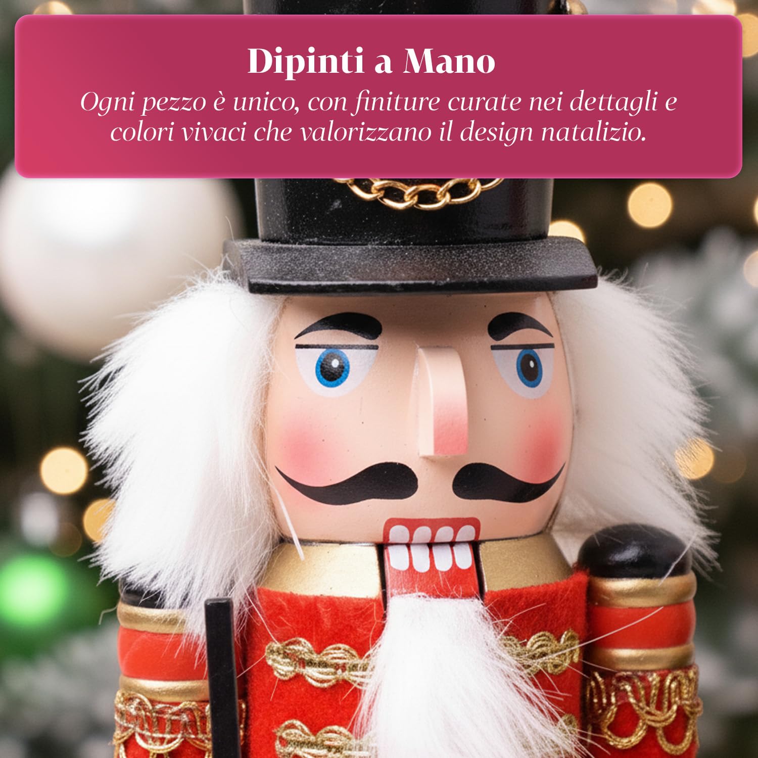 Avilia – Schiaccianoci Natalizi in Legno Dipinti a Mano Set 2 Pezzi per Decorazioni Natalizie Tradizionali e Addobbi per la Casa, Ideali per Tavolo Camino e Regalo di Natale Unico