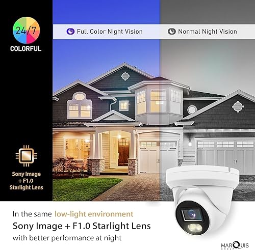 Miniatura 3 de Marquis Cámara domo de torreta IP PoE de 4MP con audio, cámara de seguridad IP para exteriores, resistente al agua, IP66, lente gran angular de 108