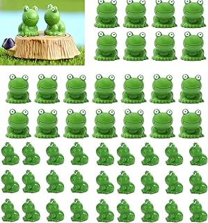Mini Frogs 50 Pack Fairy Garden Decor - Cute Resin Tiny Frogs Figurine,Green Mini Plastic Frogs,Miniature Moss Landscape DIY Terrarium Crafts Frog Model for Garden Home Decor (50P)