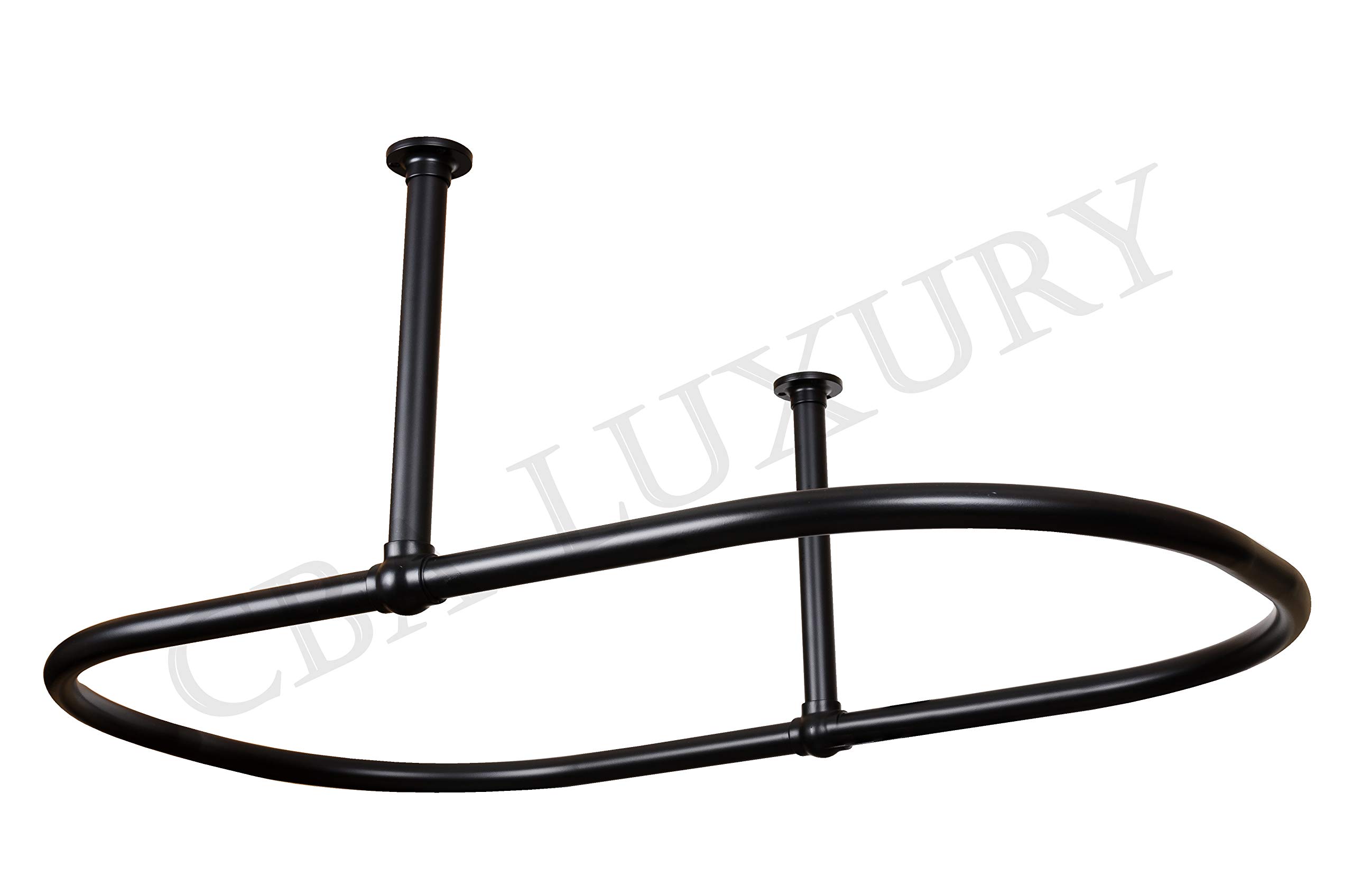 Luxury Oval Shower Curtain Rod (Free Curtain Rings)Ceiling Mount for