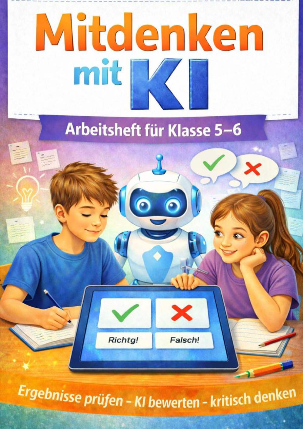 Mitdenken mit KI – KI-Arbeitsheft für Klasse 5–6: Sachaufgaben zum selbst Lösen, KI (Künstliche Intelligenz) vergleichen und kritisch einordnen – Medienkompetenz für Schule und Zuhause