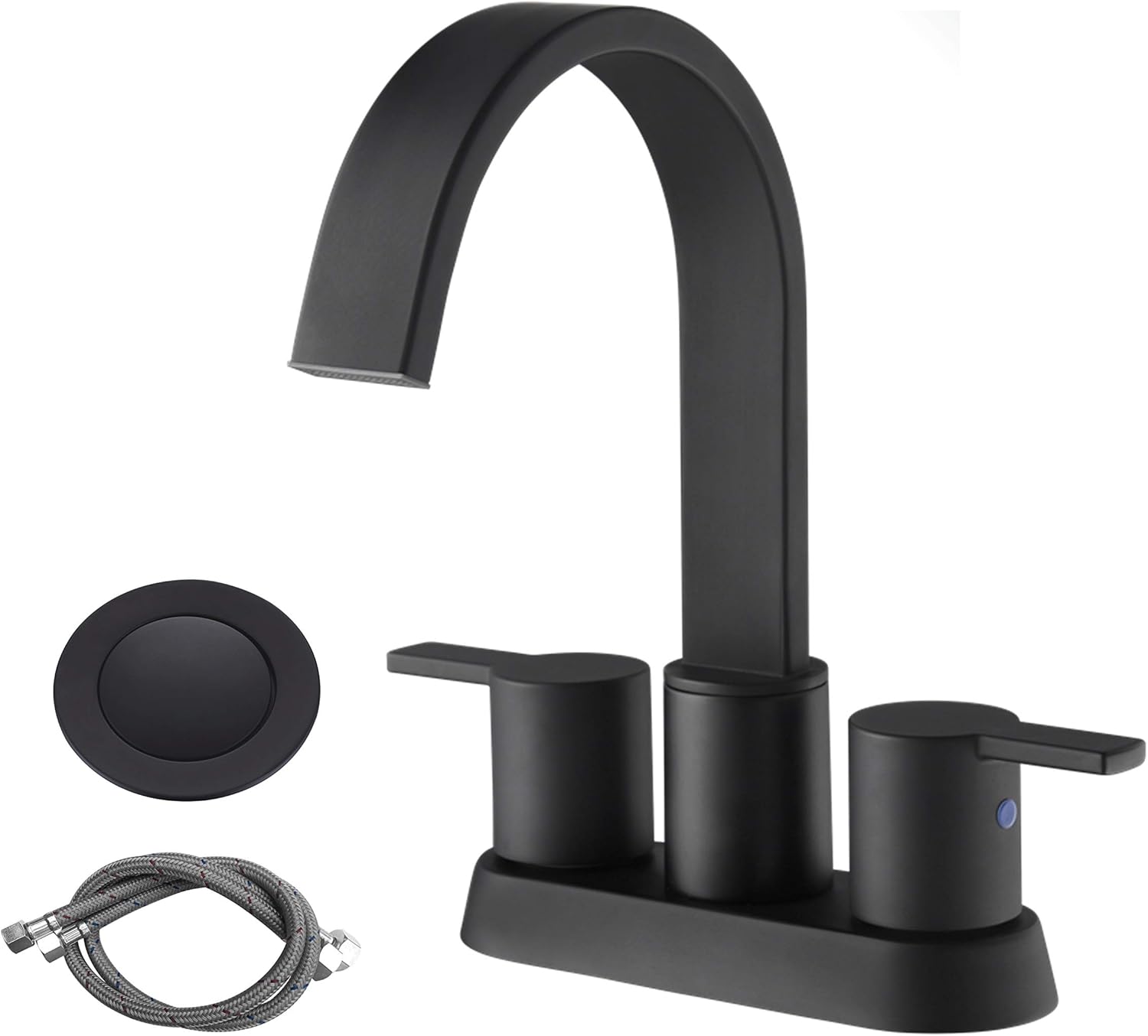 RKF 4 inch Matt Black Bathroom Sink Faucet 2Handle Centerset Bathroom Faucet with Drain 360