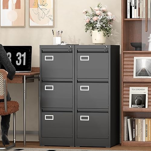 Miniatura 30 de LUCYPAL Archivador de 2 cajones con cerradura, archivadores verticales de metal para oficina en casa, gabinete de almacenamiento debajo