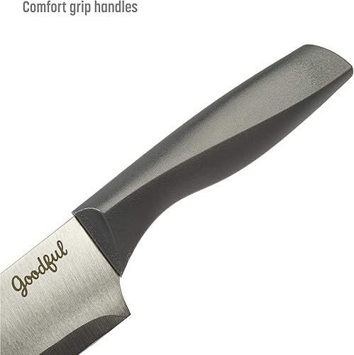 Miniatura 4 de Goodful Juego de cuchillos de alta calidad, cuchillas afiladas de acero inoxidable de alto carbono con bloque de almacenamiento, 7 piezas, gris