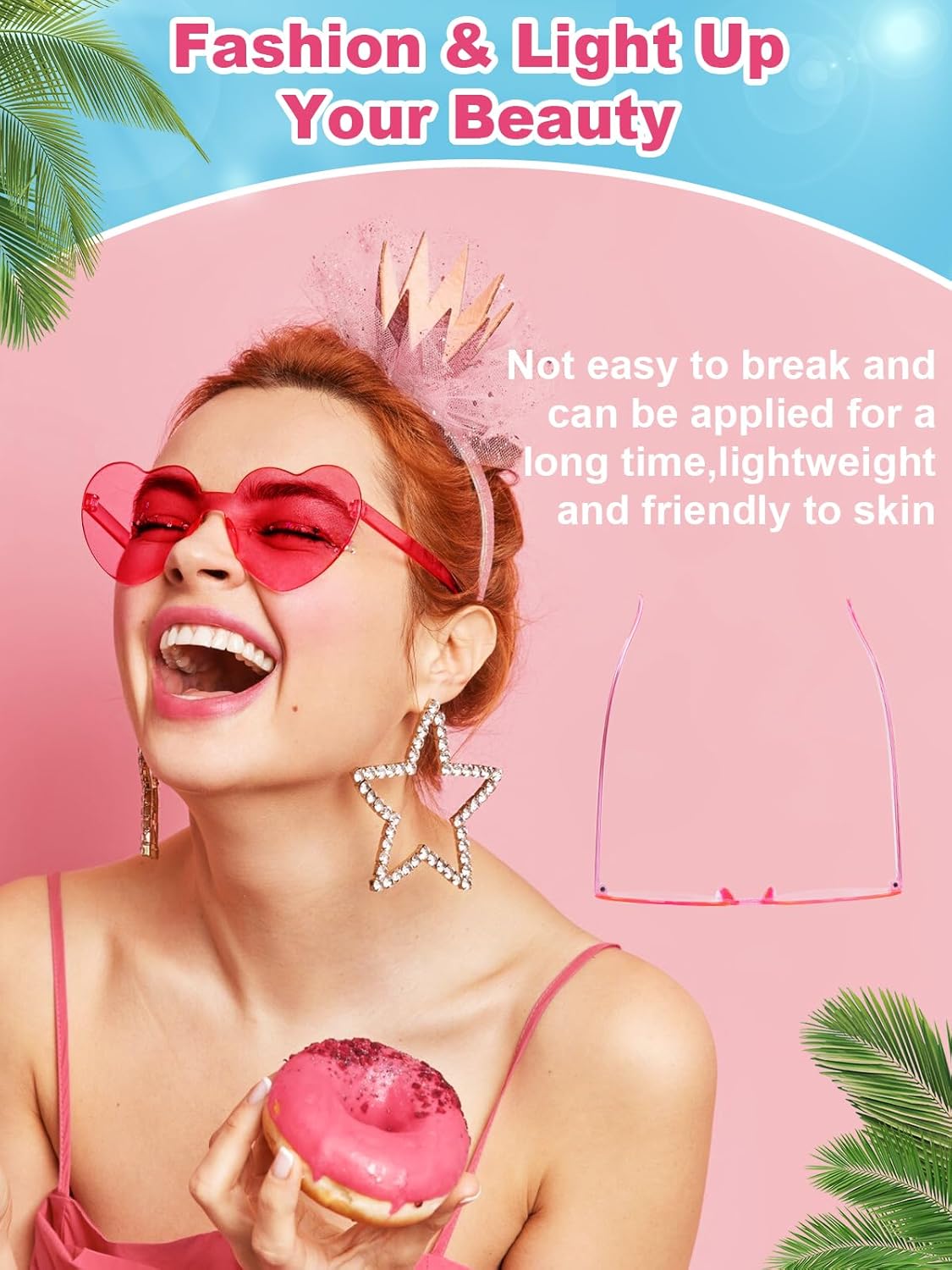 12 Pairs Heart Shaped Sunglasses for Women Colorful Glasses Fun Trendy Transparent Heart Sunglasses Party Favor - Image 4