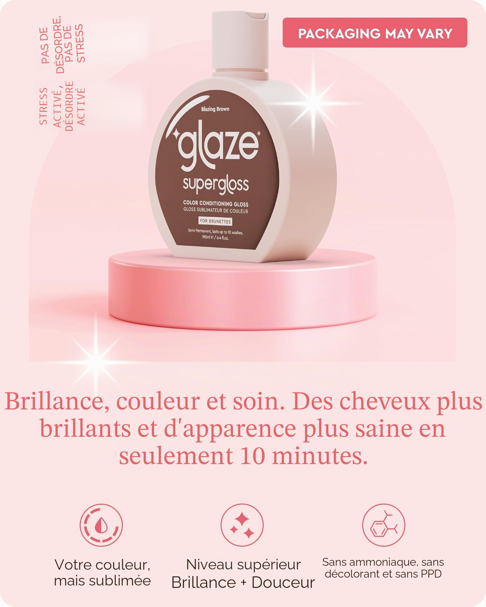 Glaze Supergloss Color Conditioning Gloss – Brillant semi-permanent hydratant pour cheveux et boost de brillance – Masque de dépôt de couleur – Végétalien, sans cruauté envers les animaux – 190 ml