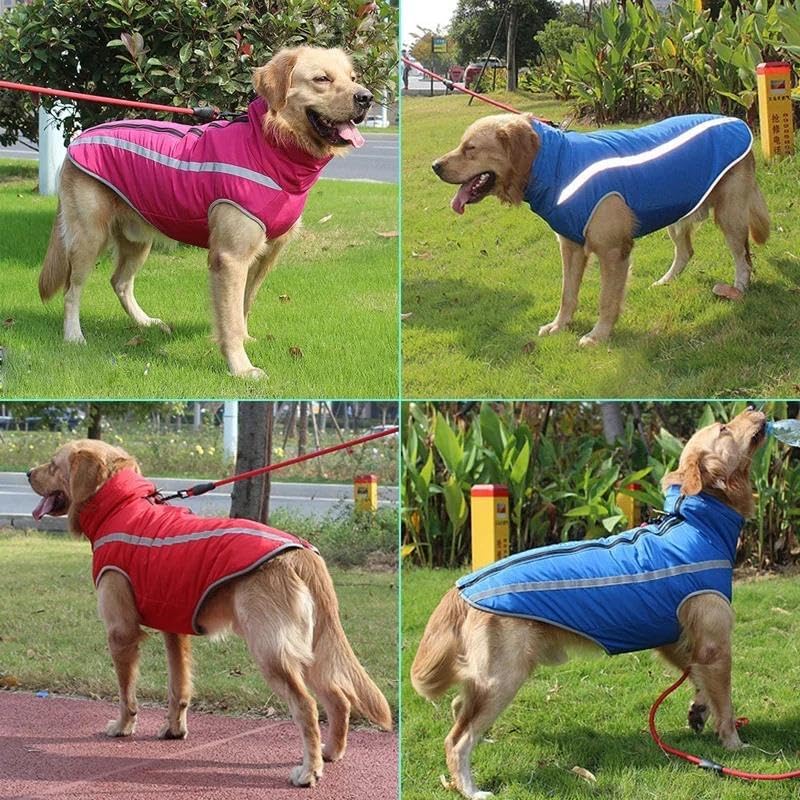 屋外防水防風大型犬ジャケット服秋と冬厚手暖かいフリースペットジャケット屋外安全反射デザイン犬ジャケット服,黄色,6XL