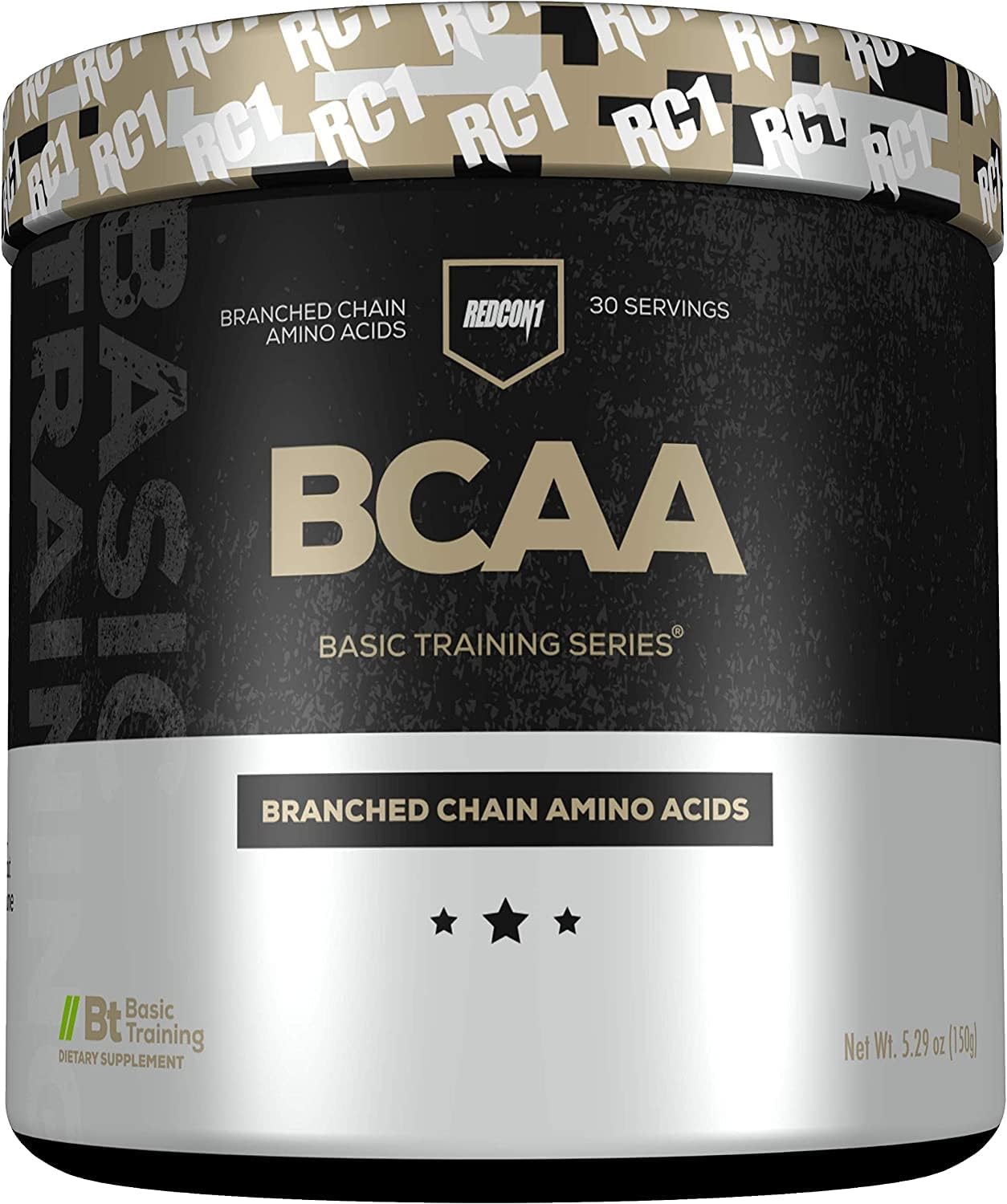 Redcon1Basic Training BCAA - Sugar Free Branched Chain Amino Acid Powder - Contains 3 Essential Amino Acids Leucine, Isoleucine & Valine - Post Workout Recovery (30 Servings)