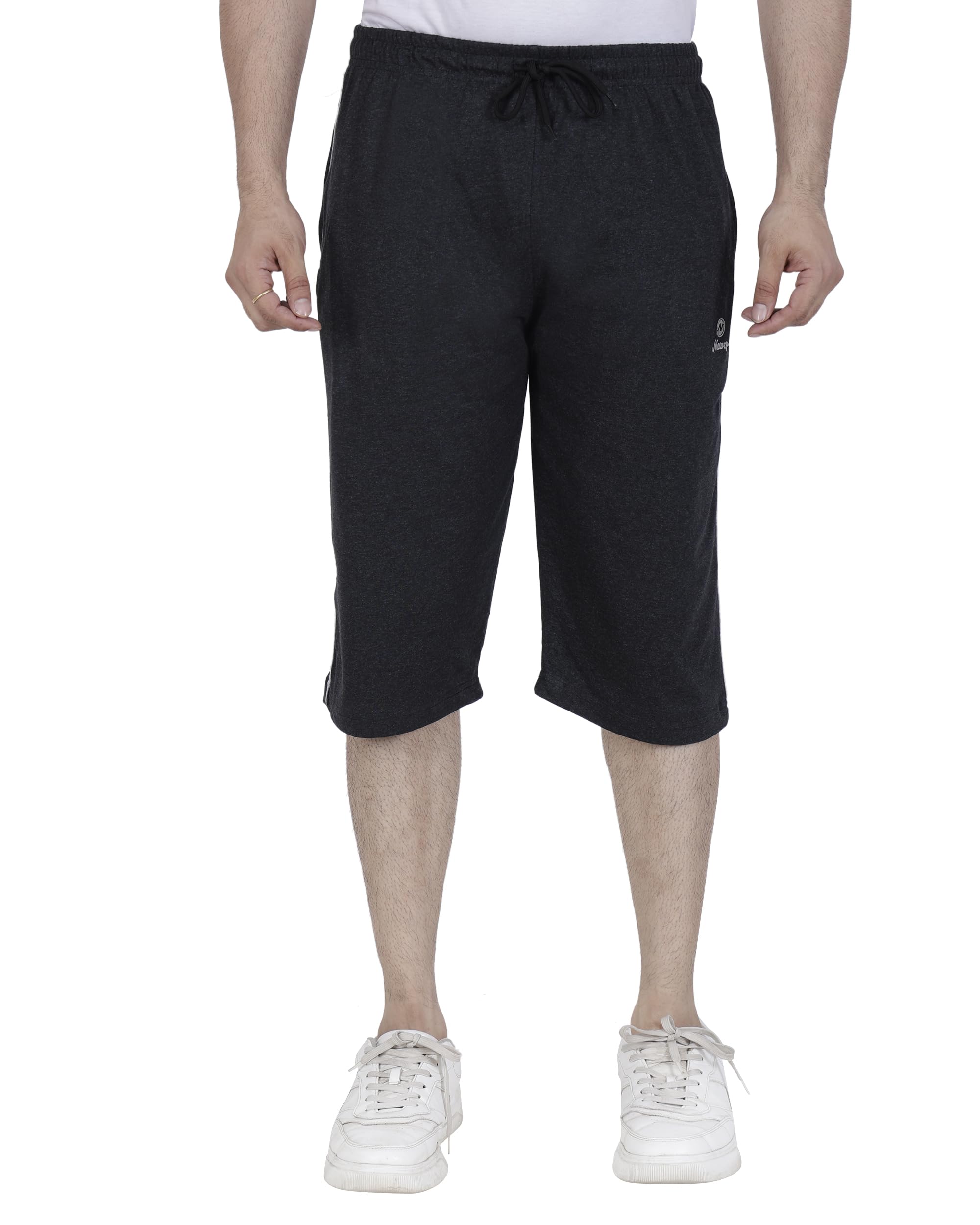 Men's Cotton Regular Fit 3/4th Capri Shorts | Lightweight, Comfortable Shorts | Short for Men & Boys, Jogging, Gym-image-27