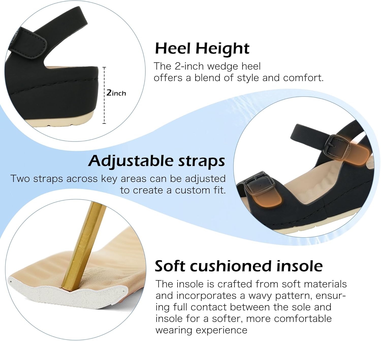 ORTOREX Women Arch Support Wedge Sandals Comfortable Waking Sandals - Image 4