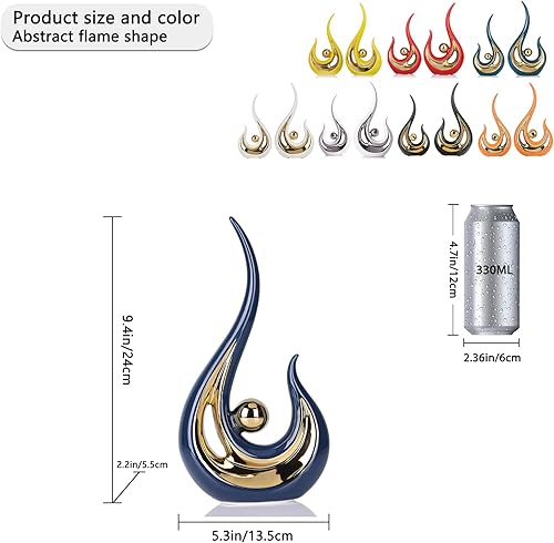 Miniatura 2 de LCCCK Estatuas abstractas de oro azul para decoración del hogar, acento moderno de escultura de cerámica, estatuas decorativas para sala de estar,