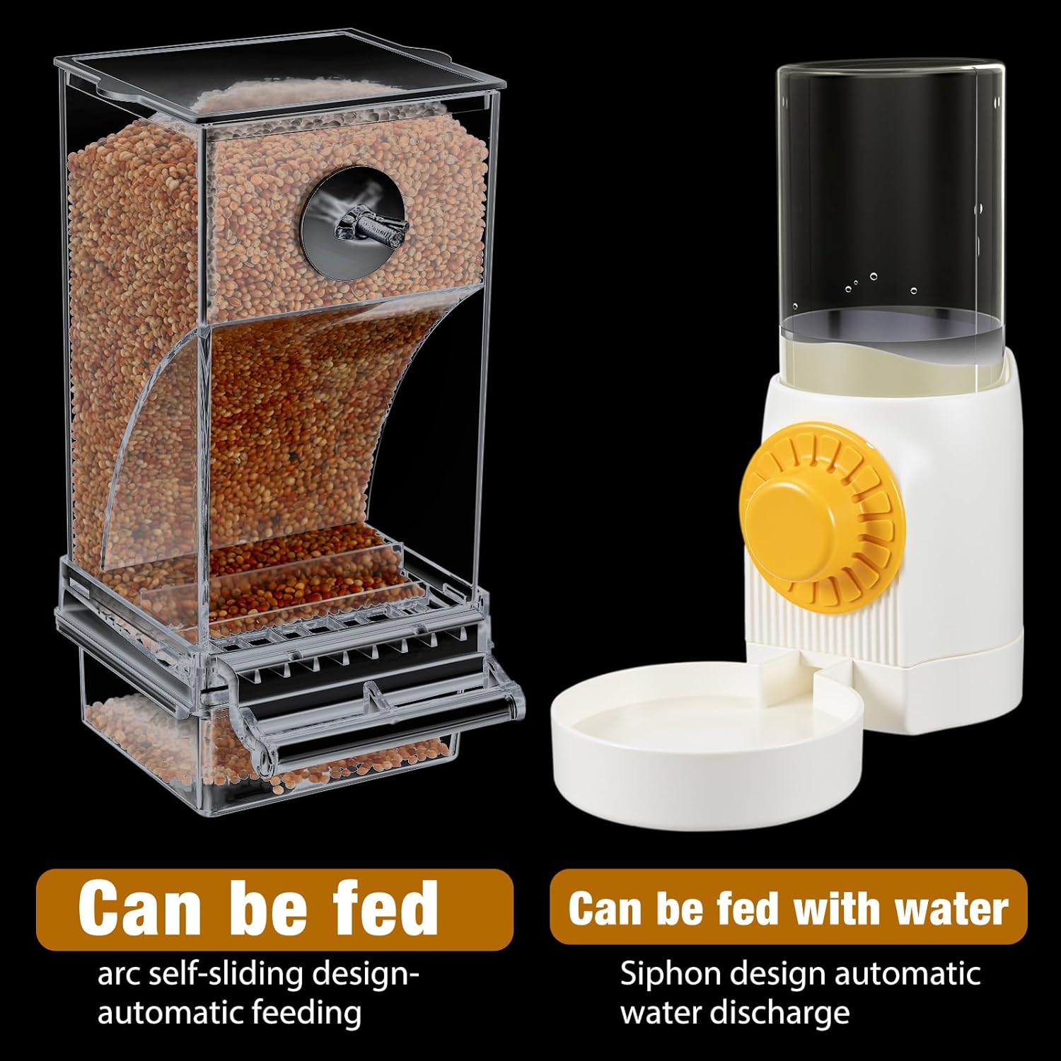 Jingmore 4 Pcs No Mess Small Bird Feeder Parakeet Water Dispenser Set Automatic Clear Parakeet Feeder Acrylic Watered Cage Accessories for Canary Budgie Lovebirds Finches(White)