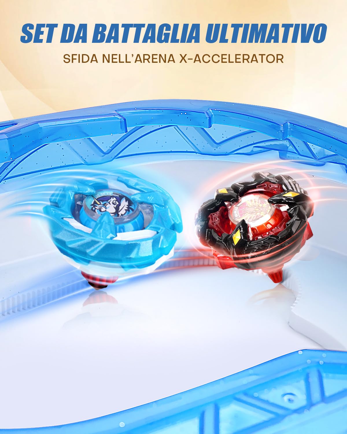 X Stadium Starter Kit – Arena con 6 Gyro Tops, 2 Lanciatori, Pista di Accelerazione & Tetto Protettivo. Regalo per Bambini da 6 anni