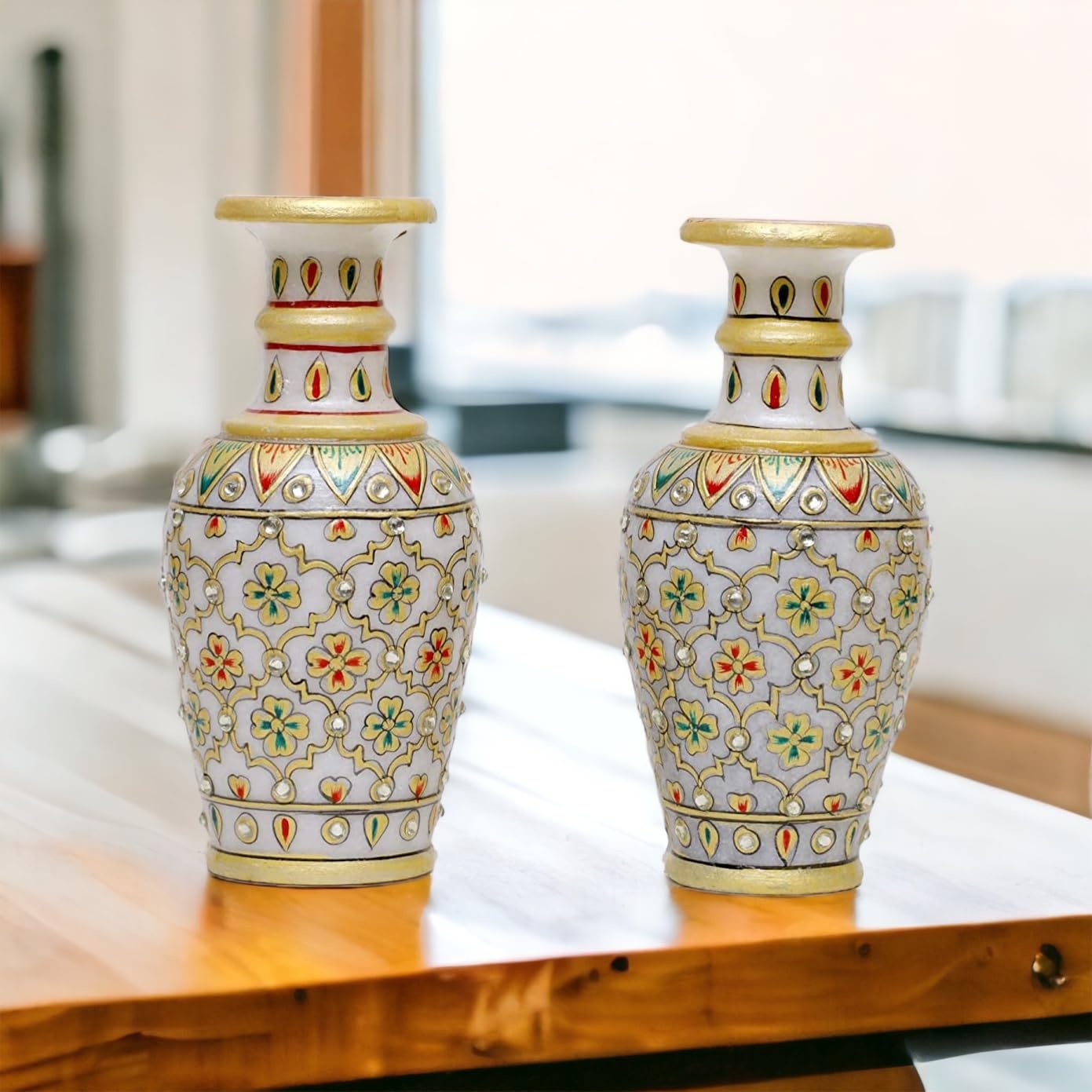 Buy White Marble Flower Painted Flower Vase Best Home Decorative