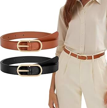 Amazon.com: XZQTIVE 2 Pack Women's Skinny Leather Belt Thin