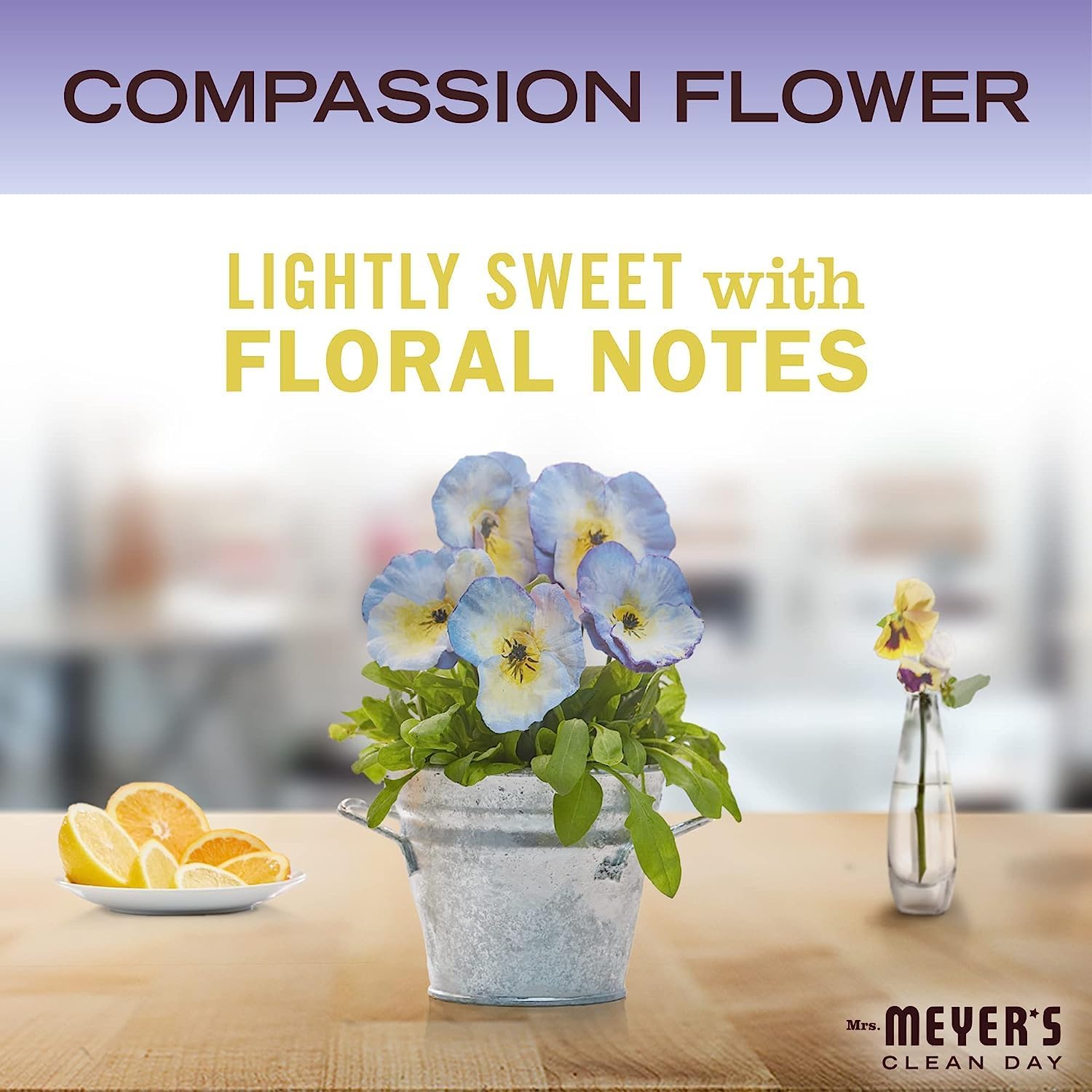 Mrs. MEYER'S Kitchen Set, Dish Soap, Hand Soap, and Multi-Surface Cleaner, 3 CT (Compassion Flower)