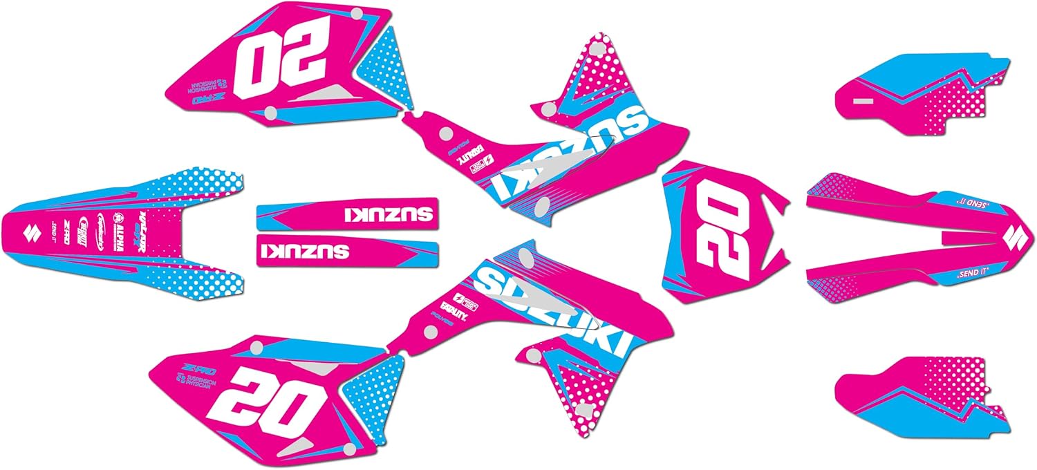 Graphics Kit for Suzuki RMZ450 (2008-2017) Spear Series Red 16 Mil-Dirt Bike Custom Racing Graphics Decals Stickers Kit, no-Plastics