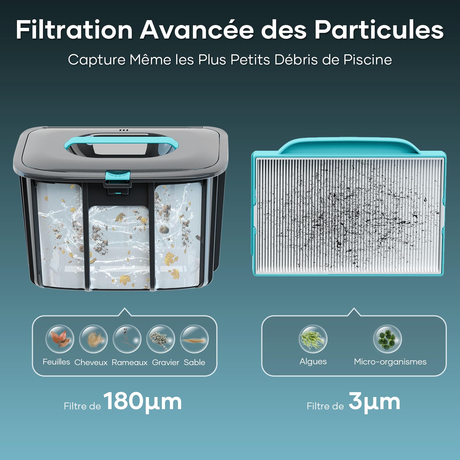 AIPER Robot de Piscine sans Fil, Nettoyeur Automatique de Piscine avec Filtration avancée des Particules, 100 à 130 Minutes d'autonomie, Technologie de stationnement Automatique, idéal pour Les