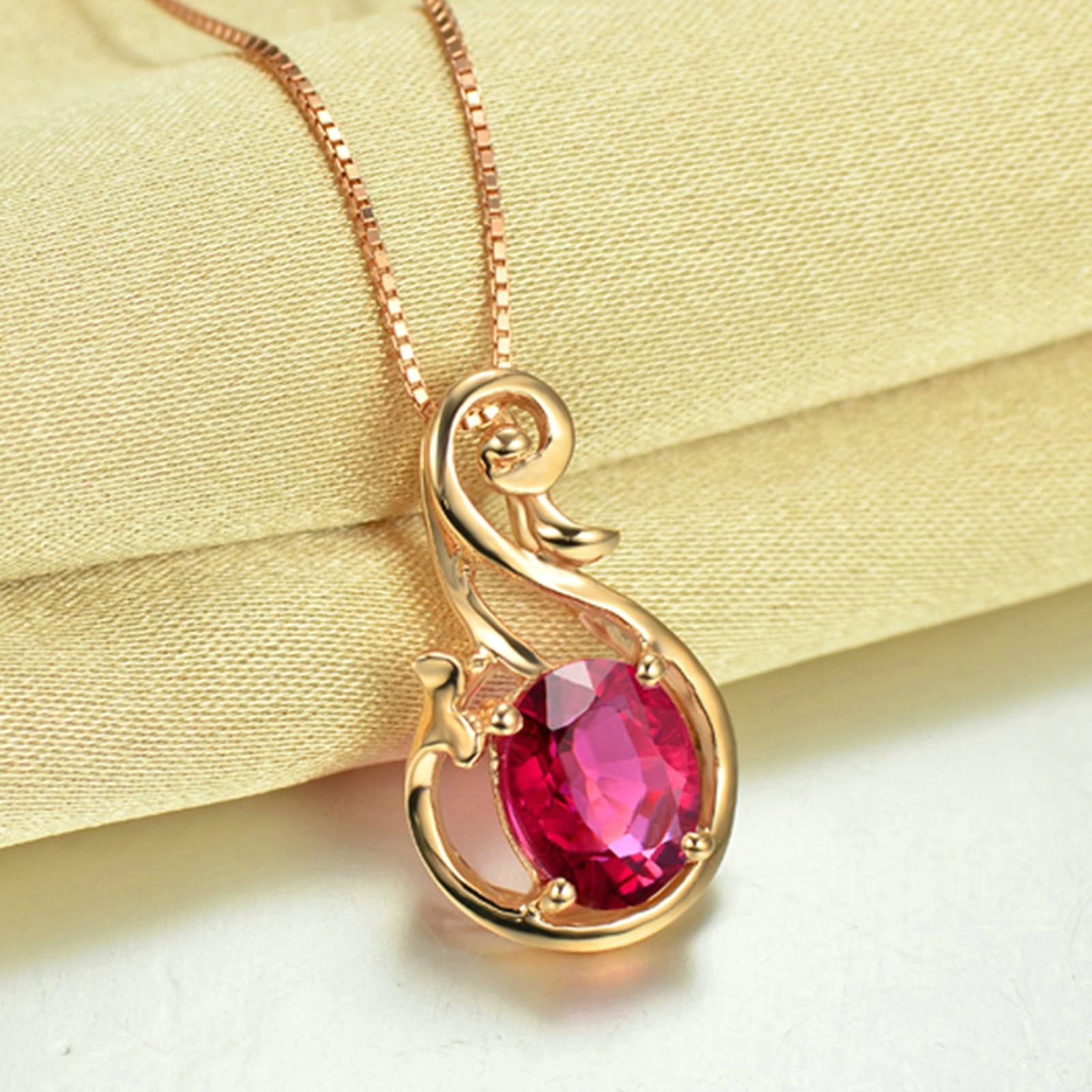 Łańcuszek damski z czerwonego złota, prawdziwe 750 585 375, zawieszka charms, nieskończoność z czerwonym turmalinem, 1,35 ct, łańcuszek damski, 45 cm, na wesele