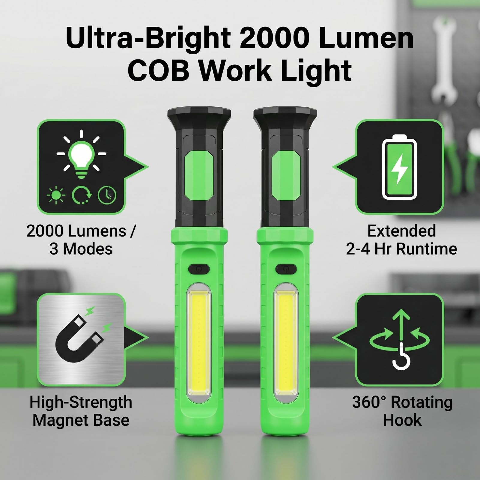XUMIUZIY Wiederaufladbare COB Arbeitsleuchte mit Magnet für den Einsatz