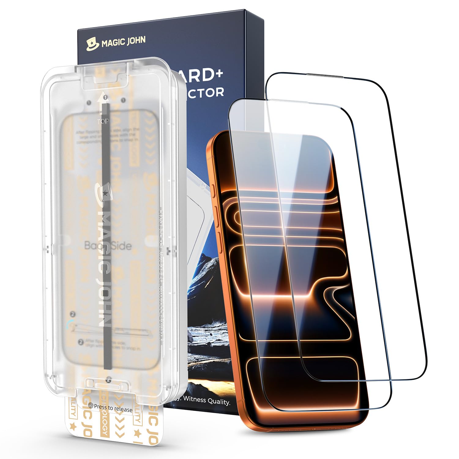 MAGIC JOHN für iPhone 17 Pro Max für Upgrade Bildschirmschutz (6,9 Zoll), mit einfacher Installation, 9H+ Härte, HD Klar, Befestigungswerkzeug, Hüllenfreundlich, 2 Stück