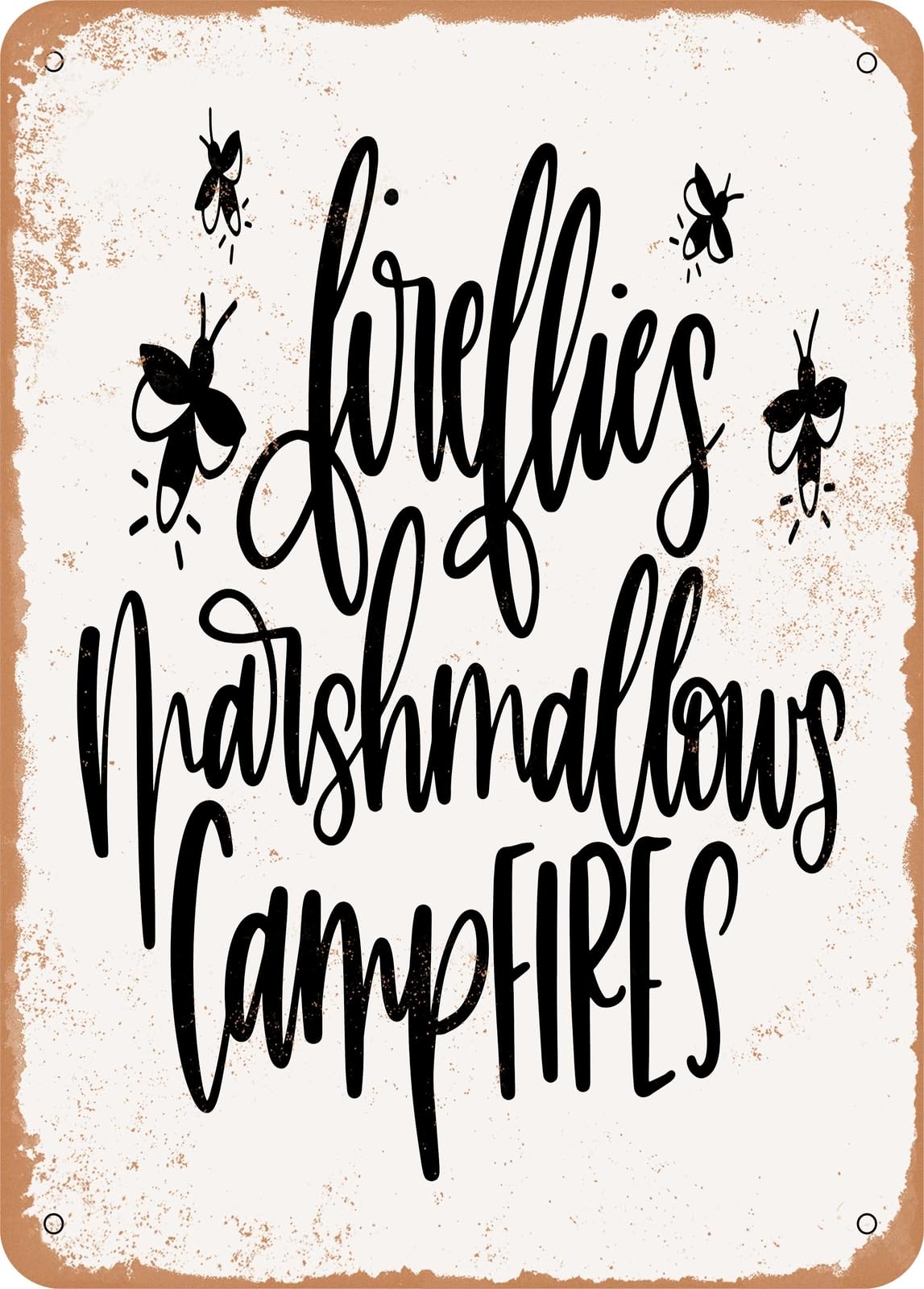 Miaomansenstore Metal Sign - Fireflies Marshmallows - Vintage Look Home Decor