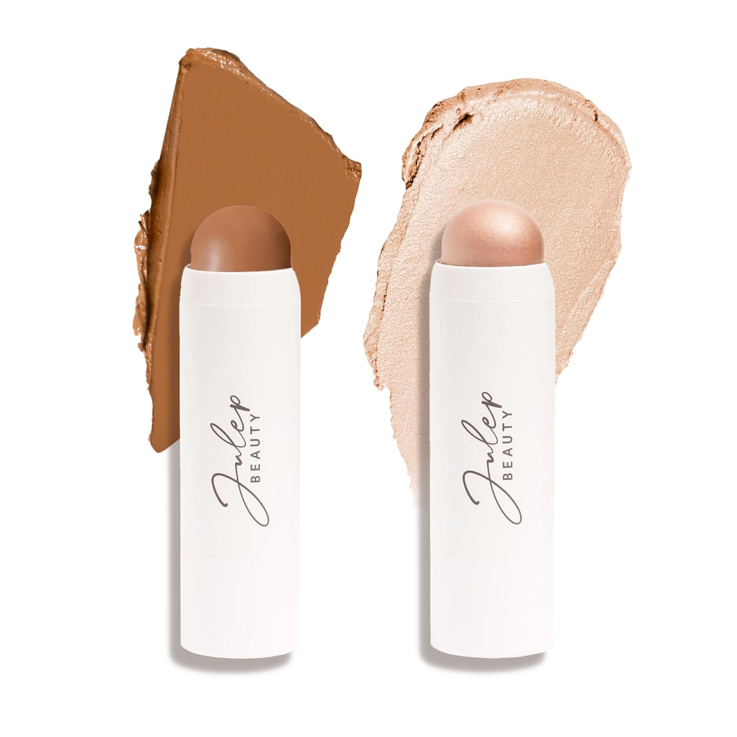 Julep Skip The Brush 2-in-1 Cream to Powder Highlighter & Contour Stick Set - Blendable, Buildable Color, Easy Application – Sheer Glow & Melted Cocoa
